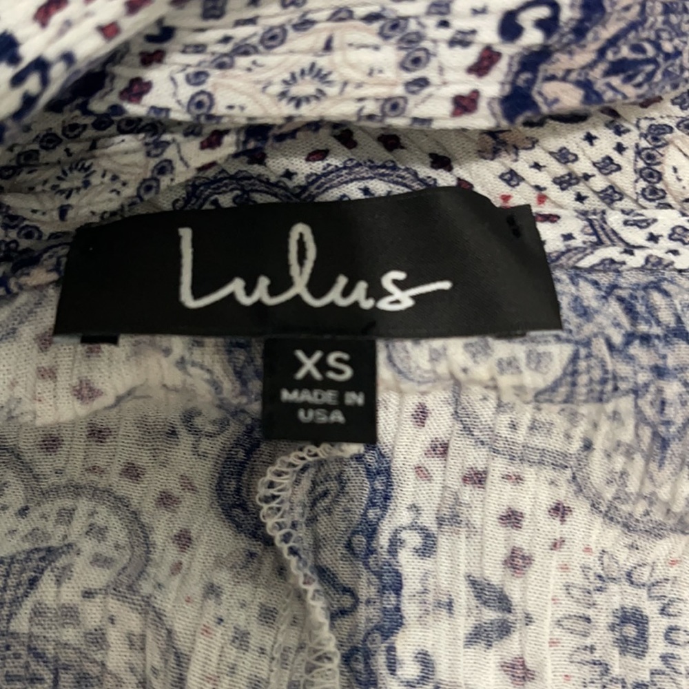 Lulu's Maxi Dress Blue White Bell Sleeves Size XS - Picture 8 of 9
